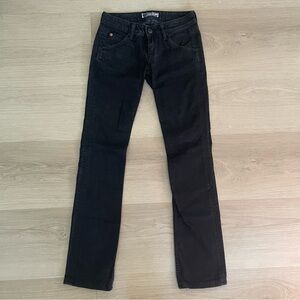 Hudson Jeans Woman Size 24 Washed Black Straight Leg Flapped Pocket Logo Y2K